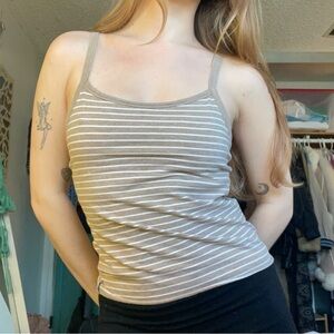 Duluth Trading Co Taupe and White Striped Camisole